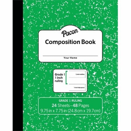 Pacon Book, Grade1, 24Shts, 48Pgs, 9-3/4inx7-1/2in, GN PACPMMK37137